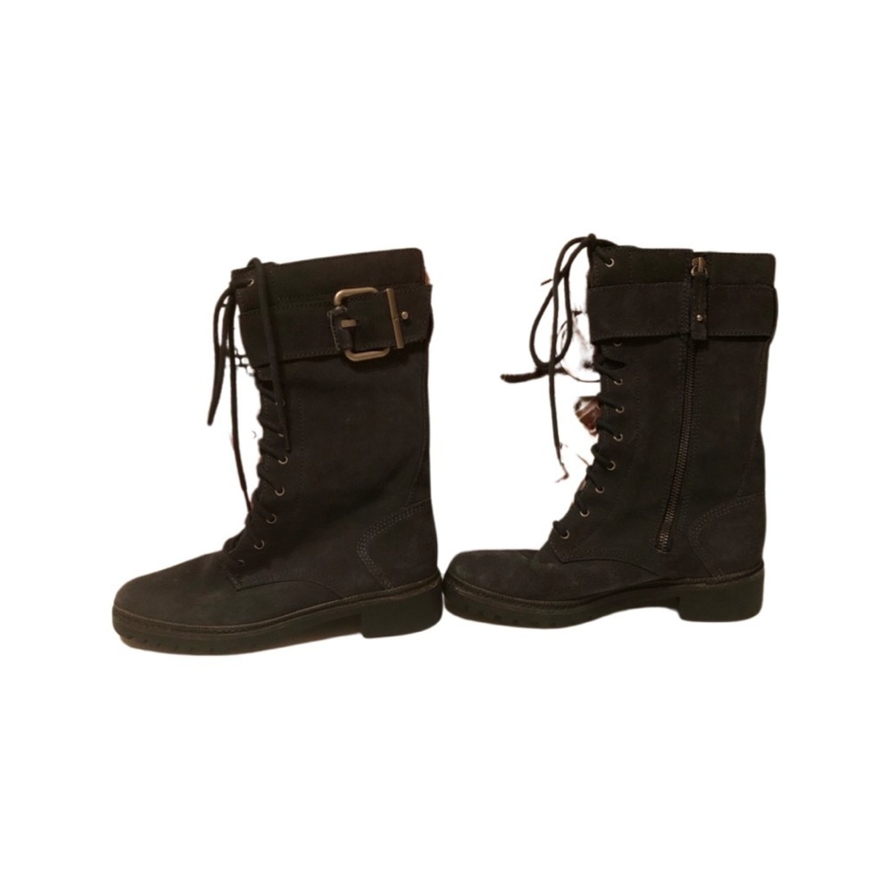 7 For All Man Kind blue suede combats boots